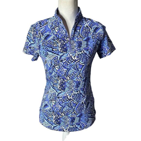 Ladies IBKUL KRISTA Plum Lavender Short Sleeve Mock Golf Shirt XS - Picture 1 of 7